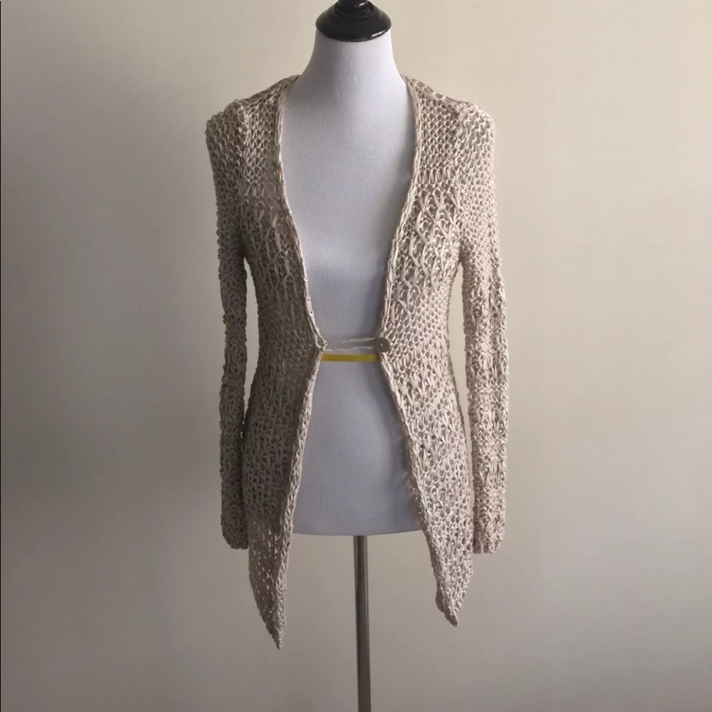 Lightweight Crochet Beige Neutral Cardigan BiancaB